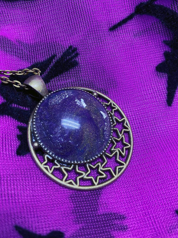 Fluid Art Necklace - Stars - Dark Blue